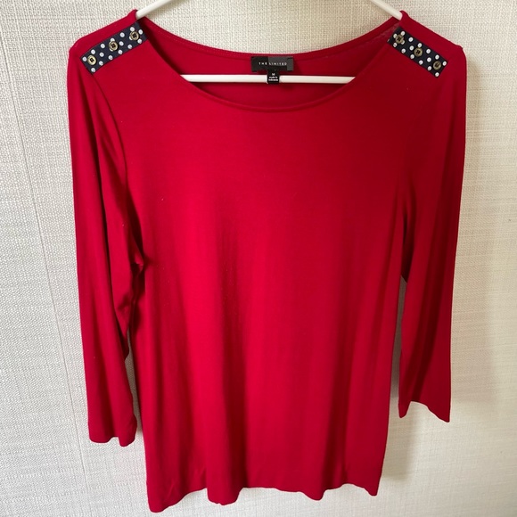 The Limited Tops - The Limited Red Blouse Top 3/4 sleeves